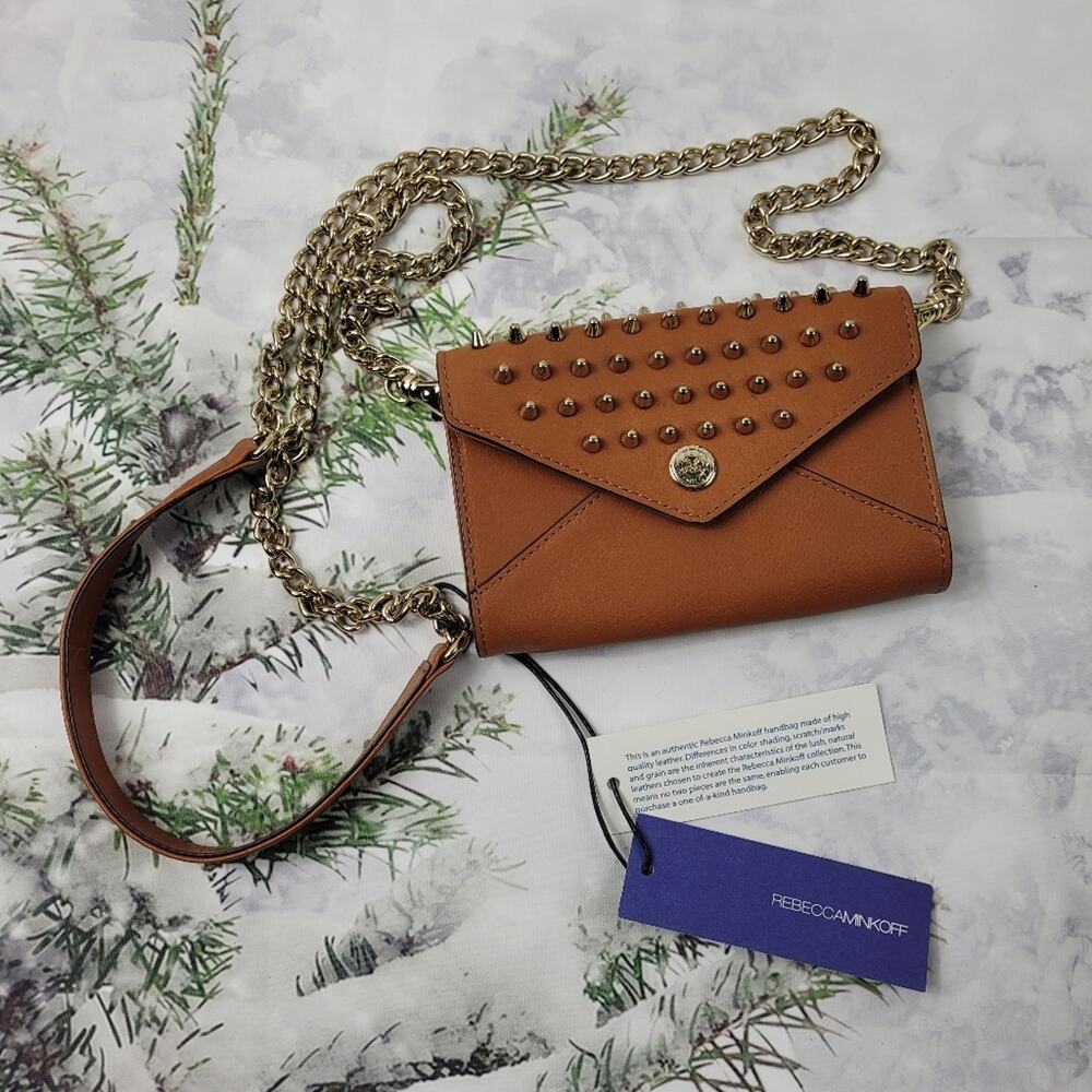 Rebecca Minkoff Tan Crossbody Bag with Gold Chain